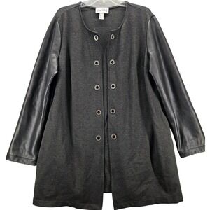 Joseph Ribkoff Grommet Faux Leather Sleeve Blazer Jacket Size AU18 US 16